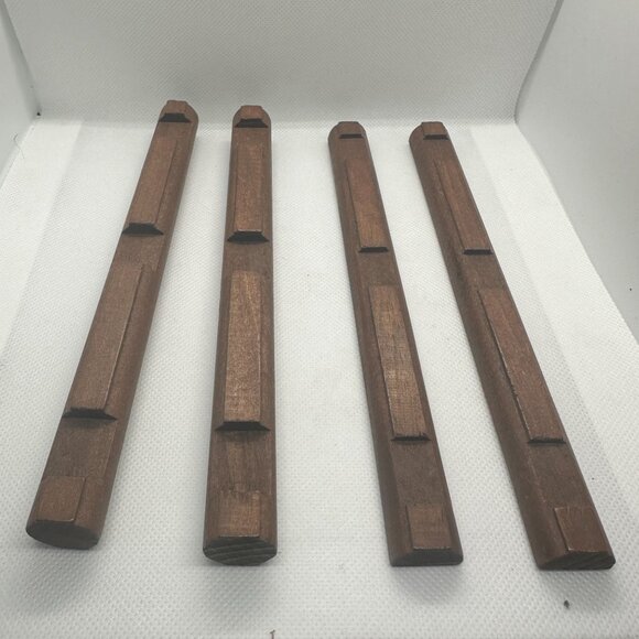 Set Of 4 Wooden Lincoln Logs Building Toys Brown Vintage Style - Picture 1 of 2